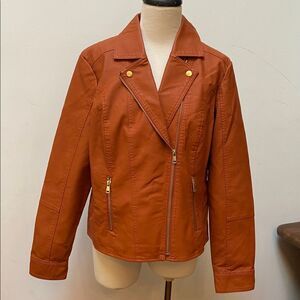 Baccini Women's Rust Faux Leather Jacket New
